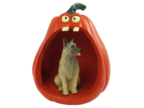 Dog Lover Hand-painted Figurine - Norwegian Elkhound Halloween Statue And Spooky Pumpkin From Conversation Concepts