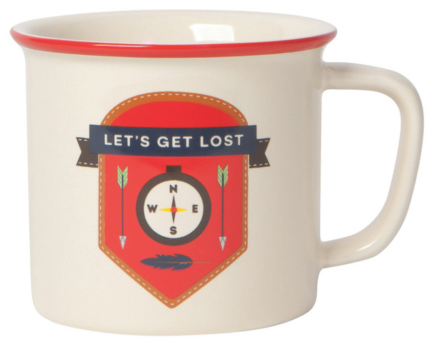 Let'S Get Lost Compass & Arrow Design Stoneware Coffee Mug 14 oz from Now Designs