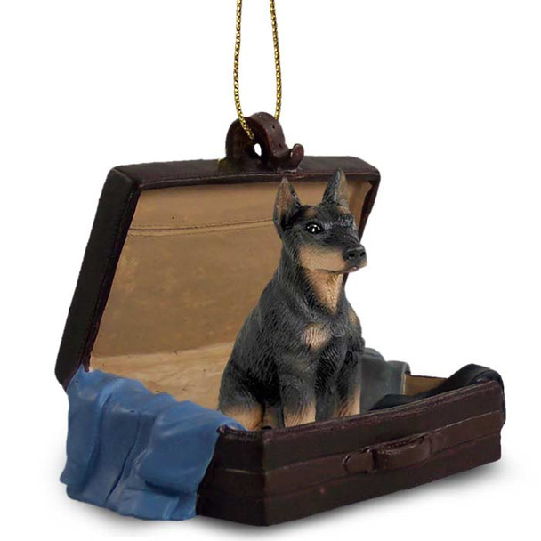 Dog Lover Hand Painted Traveling Companion Ornament - Doberman Pinscher Black W/cropped Ears From Conversation Concepts