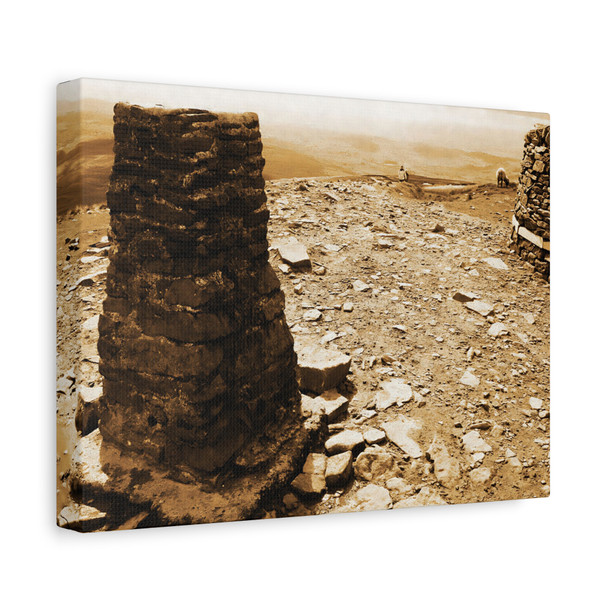 Stone Sentinels of the Desert: Ancient Architectural Monoliths, Timeless Archaeological Landscape  - Unframed Canvas Wall Art Decor