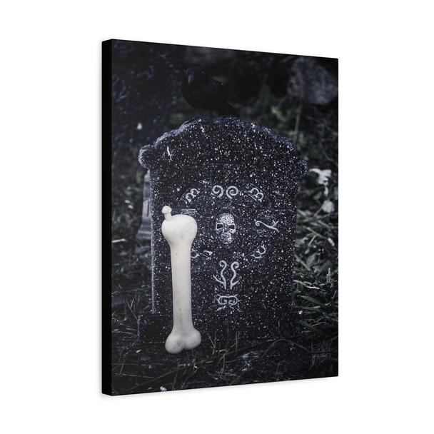 Spectral Gravestone: Gothic Halloween Imagery, Haunting Bone and Frost Motif - Unframed Canvas Wall Art Decor 16″ x 20″ (Vertical)/1.25"