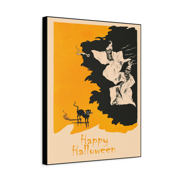 Spirits of Samhain: Vintage Halloween Poster Illustration - Unframed Canvas Wall Art Decor 16″ x 20″ (Vertical)/1.25"