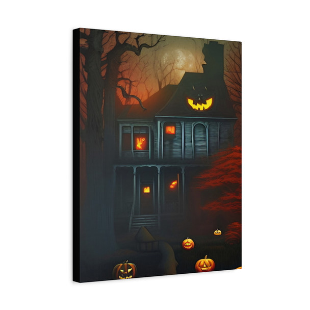 Victorian Halloween Haunting, Eerie Nocturnal Landscape - Unframed Canvas Wall Art Decor 16″ x 20″ (Vertical)/1.25"