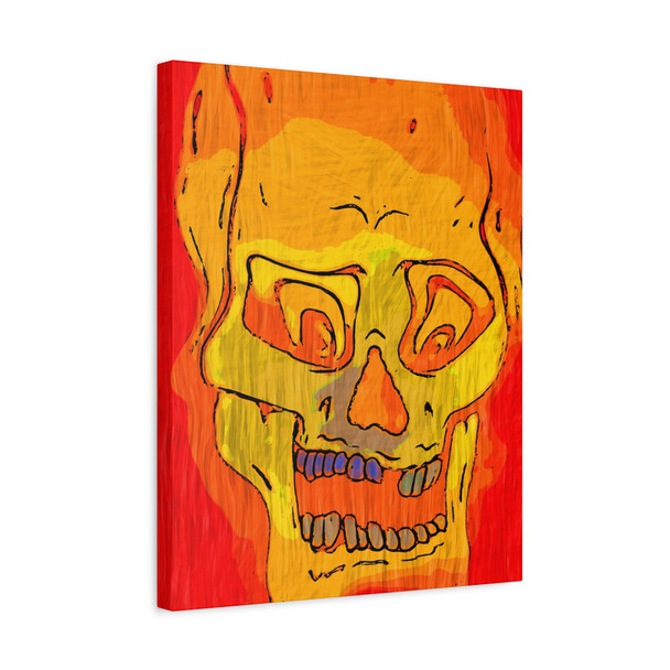 Inferno Skull: Digital Pop Art Explosion, Graphic Flame Visualization - Unframed Canvas Wall Art Decor 16″ x 20″ (Vertical)/1.25"