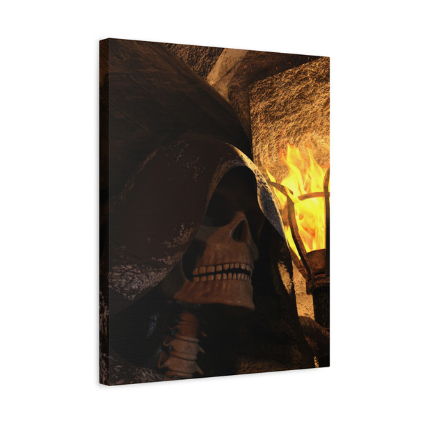 Gothic Horror Skeleton, Dark Fantasy Digital Art - Unframed Canvas Wall Art Decor 16″ x 20″ (Vertical)/1.25"