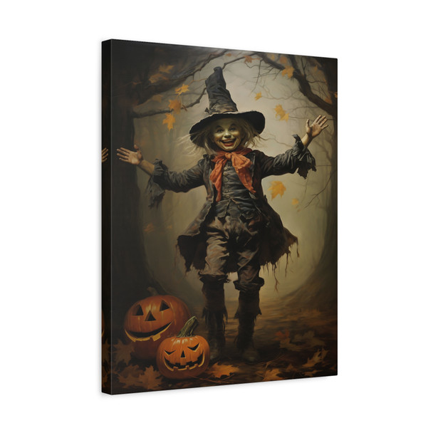 Witch's Harvest: Halloween Forest Magic, Playful Supernatural Illustration - Unframed Canvas Wall Art Decor 16″ x 20″ (Vertical)/1.25"