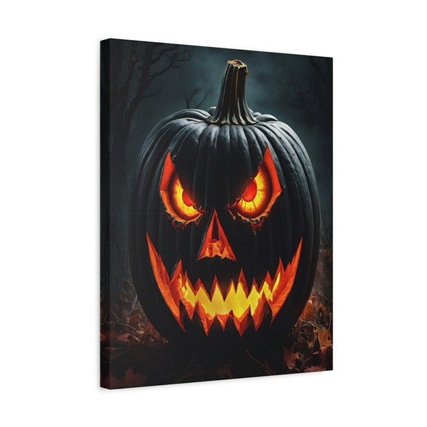 Inferno Jack: Halloween's Burning Menace, Sinister Digital Pumpkin Art - Unframed Canvas Wall Art Decor 16″ x 20″ (Vertical)/1.25"