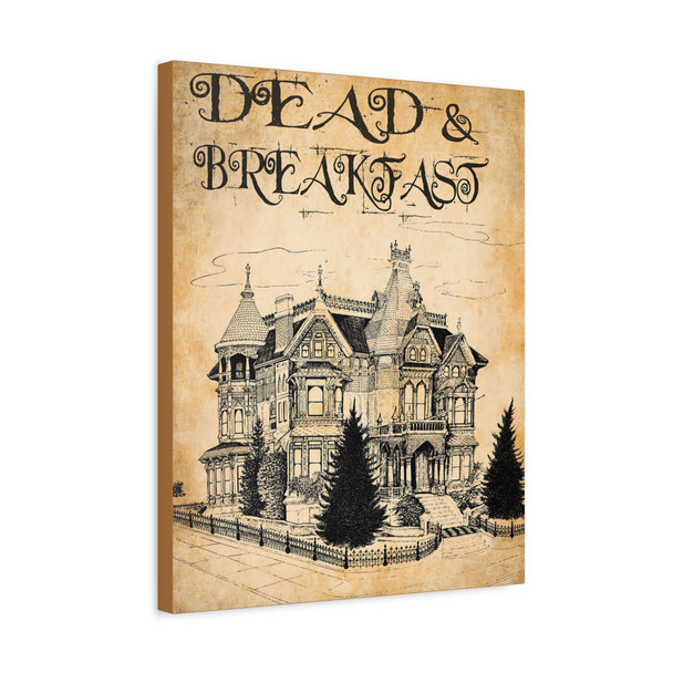 Dead & Breakfast: Victorian Gothic Mansion Illustration - Unframed Canvas Wall Art Decor 16″ x 20″ (Vertical)/1.25"
