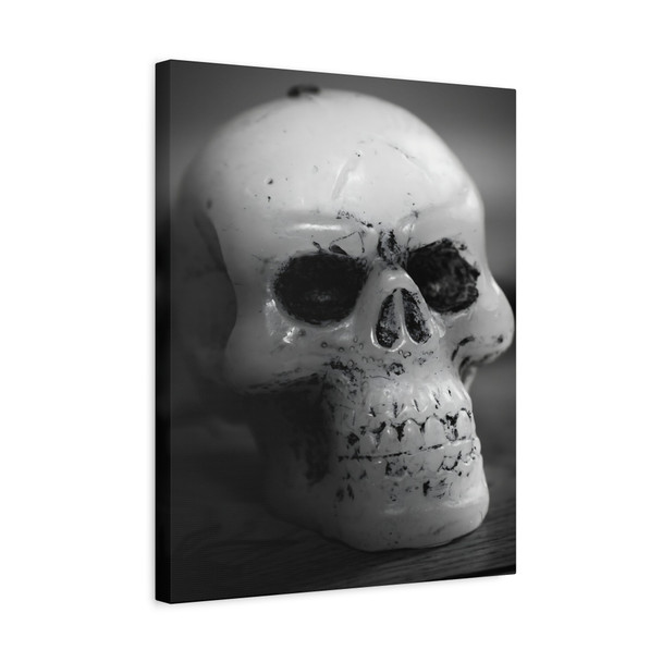 Monochromatic Skull Study, High-Contrast Ceramic Anatomical Portrait - Unframed Canvas Wall Art Decor 16″ x 20″ (Vertical)/1.25"