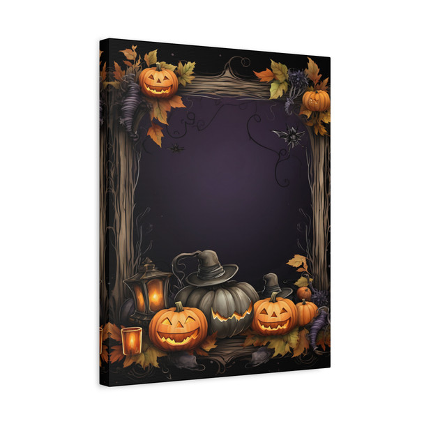 Jack-o'-Lantern Nocturne, Vintage Halloween Illustration - Unframed Canvas Wall Art Decor 16″ x 20″ (Vertical)/1.25"