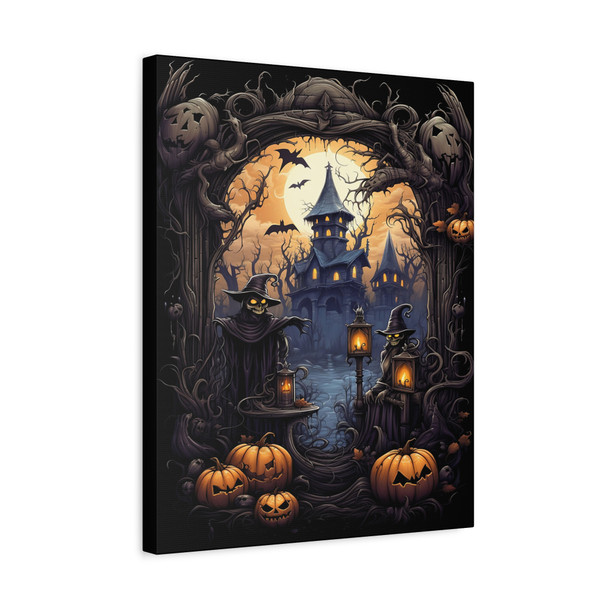 Shadows of Hallowed Night: Haunting Moonlit Scene - Unframed Canvas Wall Art Decor 16″ x 20″ (Vertical)/1.25"