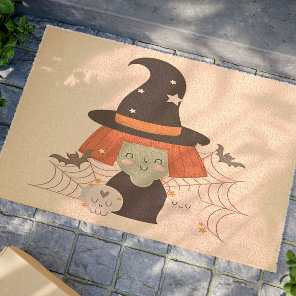 Halloween Anti-Slip Coir Doormat 24" x 16" - Witchy Wonderland: Kawaii Halloween Cuteness Halloween Anti-Slip Coir Doormat 24" x 16" - Witchy Wonderland: Kawaii Halloween Cuteness