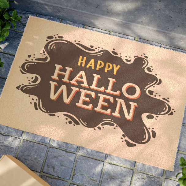 Happy Halloween Anti-Slip Coir Doormat 24" x 16" - Festive Fright Night