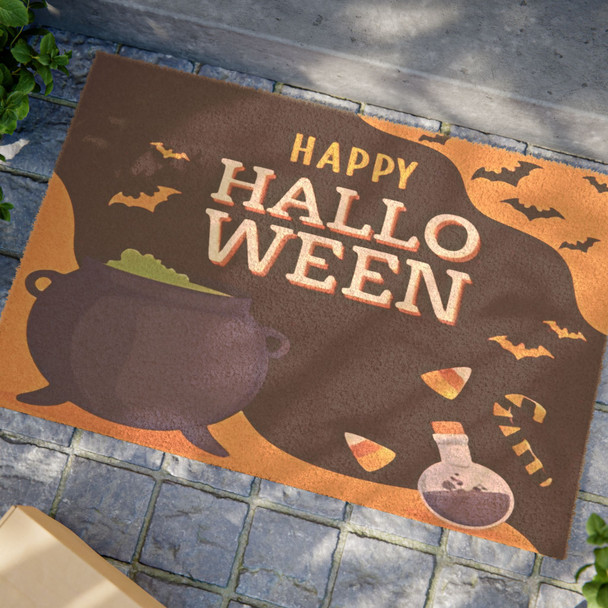 Halloween Anti-Slip Coir Doormat 24" x 16" - Spooky Halloween Cauldron Bash Halloween Anti-Slip Coir Doormat 24" x 16" - Spooky Halloween Cauldron Bash