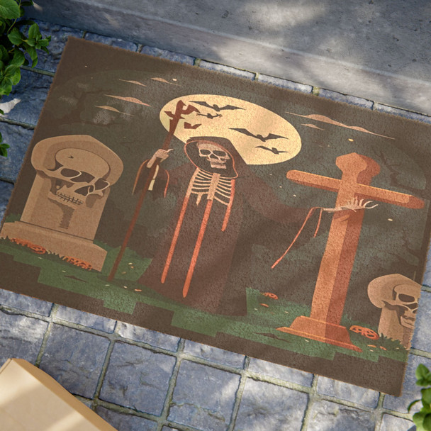 Halloween Anti-Slip Coir Doormat 24" x 16" - Reaper's Harvest