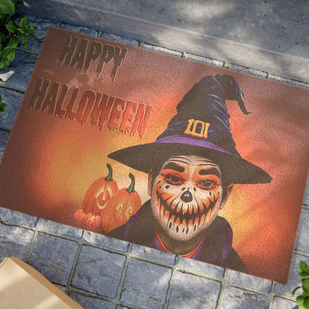 Halloween Anti-Slip Coir Doormat 24" x 16" - Hallowed Masquerade: Witch's Gothic Festivity