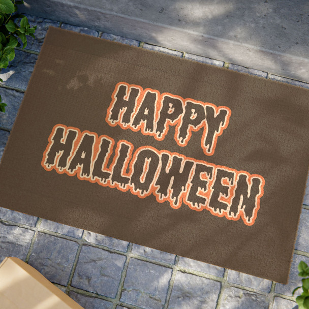 Happy Halloween Anti-Slip Coir Doormat 24" x 16" - Spooky Drips