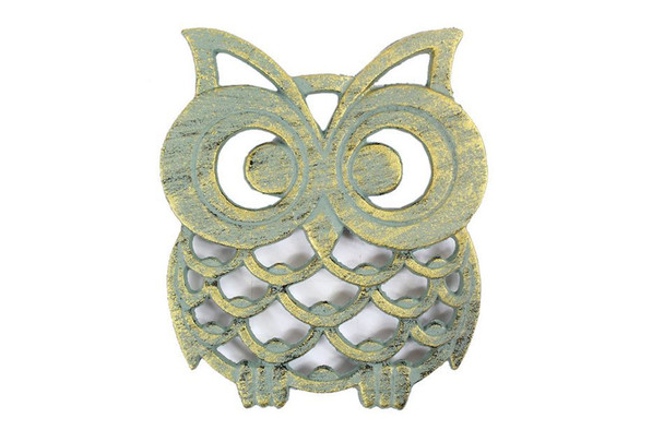 Handcrafted Antique Seaworn Bronze Cast Iron Owl Trivet 8" from Hampton Creations