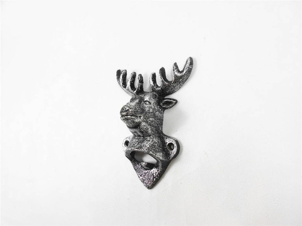Handcrafted Rustic Silver Cast Iron Deer Bottle Opener 6" from Hampton Creations Handcrafted Rustic Silver Cast Iron Deer Bottle Opener 6" from Hampton Creations