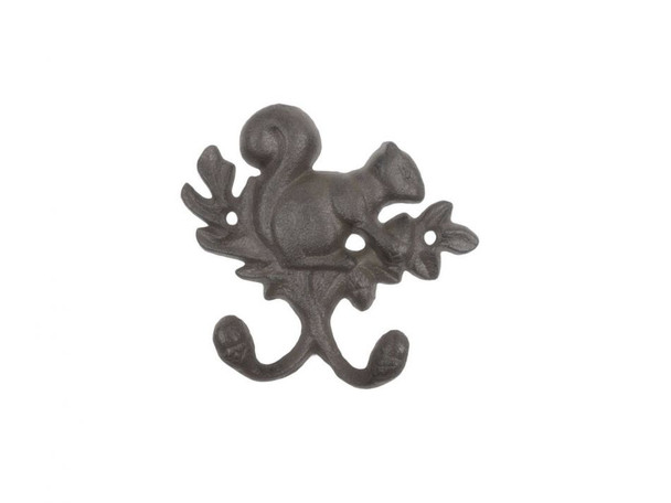 Handcrafted Cast Iron Squirrel with Acorn Decorative Double Metal Wall Hooks 8" from Hampton Creations Handcrafted Cast Iron Squirrel with Acorn Decorative Double Metal Wall Hooks 8" from Hampton Creations