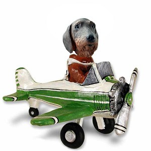 Wirehaired Dachshund Airplane Doogie Collectible Dog Figurine