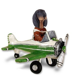 Black & Tan Coonhound Airplane Doogie Collectible Dog Figurine