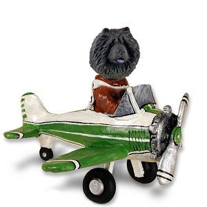 Black Chow Airplane Doogie Collectible Dog Figurine