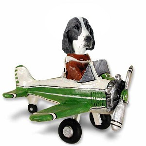 Liver Springer Spaniel Airplane Doogie Collectible Dog Figurine