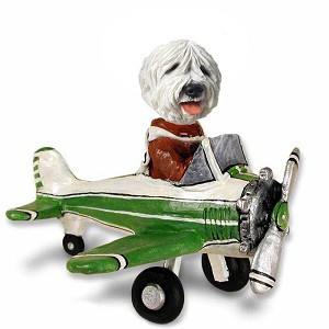 Old English Sheepdog Airplane Doogie Collectible Dog Figurine