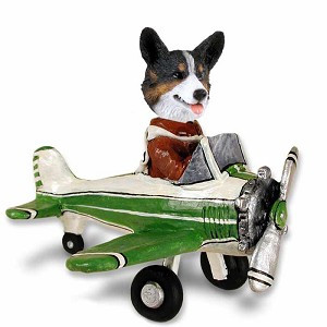 Cardigan Welsh Corgi Airplane Doogie Collectible Dog Figurine