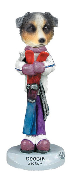 Blue Australian Shepherd Skier Doogie Collectible Dog Figurine