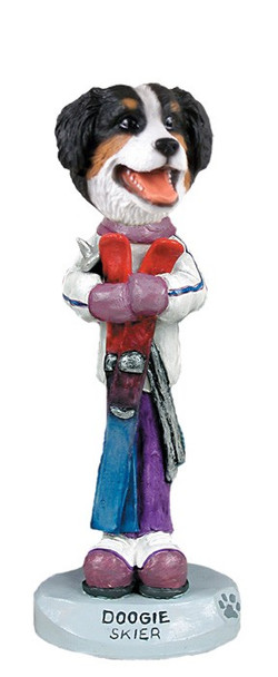 Bernese Mountain Dog Skier Doogie Collectible Dog Figurine