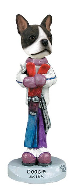 Boston Terrier Skier Doogie Collectible Dog Figurine