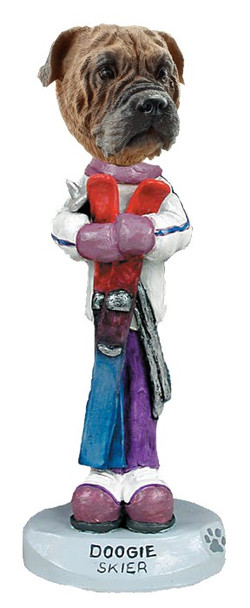 Bullmastiff Skier Doogie Collectible Dog Figurine