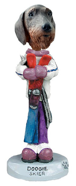 Wirehaired Dachshund Skier Doogie Collectible Dog Figurine