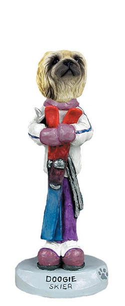 Pekingese Skier Doogie Collectible Dog Figurine