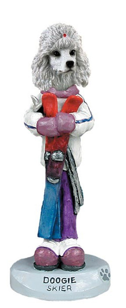 White Poodle Skier Doogie Collectible Dog Figurine
