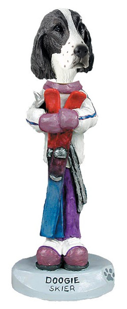 Liver Springer Spaniel Skier Doogie Collectible Dog Figurine