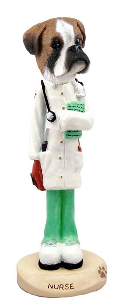 Boxer (Uncropped Ears) Nurse Doogie Collectible Dog Figurine