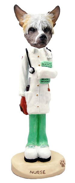 Chinese Crested Nurse Doogie Collectible Dog Figurine