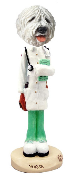 Old English Sheepdog Nurse Doogie Collectible Dog Figurine
