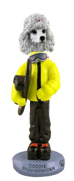 White Poodle Snowboarder Doogie Collectible Dog Figurine