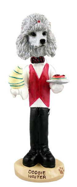 White Poodle Waiter Doogie Collectible Dog Figurine