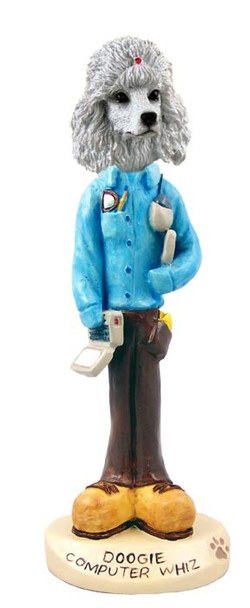 White Poodle Computer Whiz Doogie Collectible Dog Figurine