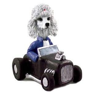 White Poodle Hot Rod Doogie Collectible Dog Figurine
