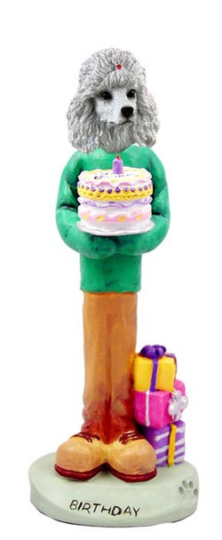 White Poodle Birthday Doogie Collectible Dog Figurine