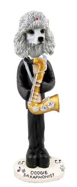 White Poodle Saxophonist Doogie Collectible Dog Figurine