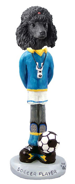 Black Poodle Soccer Doogie Collectible Dog Figurine