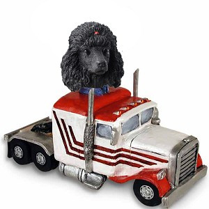 Black Poodle Truck Tractor Doogie Collectible Dog Figurine