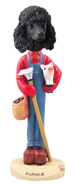 Black Poodle Farmer Doogie Collectible Dog Figurine